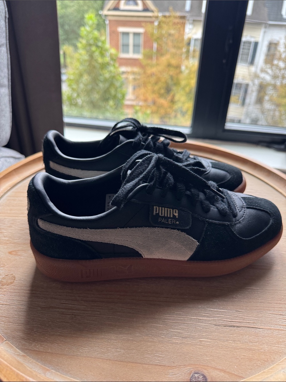 Puma Paler Black Suede Sneakers with White Formstrip and Gum Sole